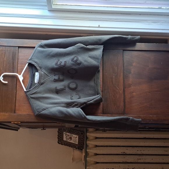 REI Cooperative size x small army green cutoff raw hem oversized sweatshirt - Picture 1 of 5